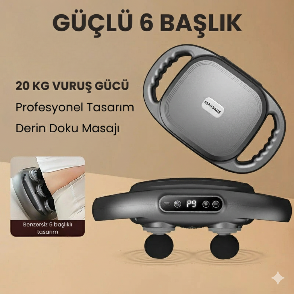 Relaxo PowerTherapy 6 Başlıklı Masaj Aleti®